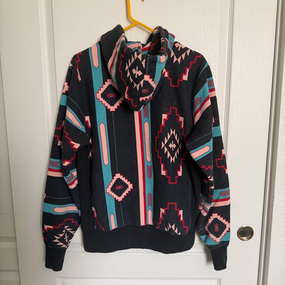 Champion Hooded Pullover with Geometric Print - Black, Teal & Pink - Picture 3 of 3